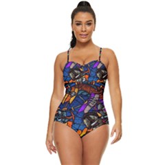 The Game Monster Stained Glass Retro Full Coverage Swimsuit by Cowasu