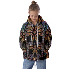 Skull Death Mosaic Artwork Stained Glass Kids  Oversized Hoodie by Cowasu