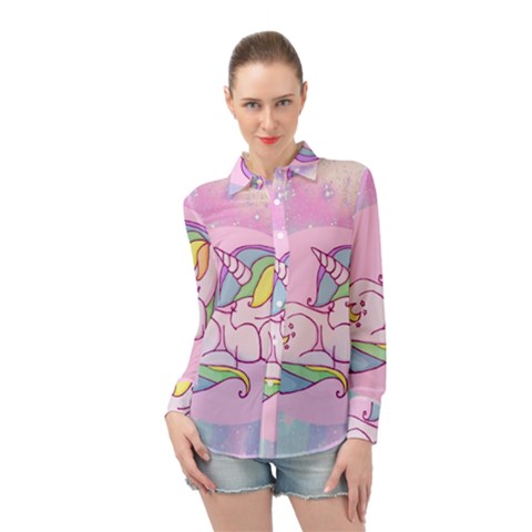 Unicorn Stitch Long Sleeve Chiffon Shirt by Bangk1t