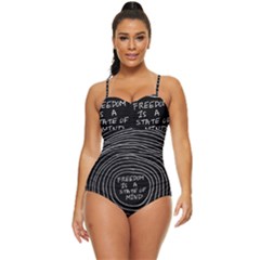 Psychedelic Art Freedom Is A State Of Mind Trippy Quotes Retro Full Coverage Swimsuit by Bangk1t