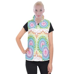 Mandala Pattern Rainbow Pride Women s Button Up Vest by Ndabl3x