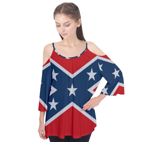 Rebel Flag  Flutter Sleeve Tee  by Jen1cherryboot88