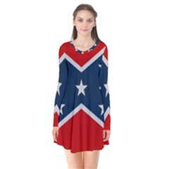 Rebel Flag  Long Sleeve V-neck Flare Dress by Jen1cherryboot88