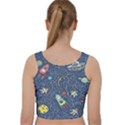 Cat Cosmos Cosmonaut Rocket Velvet Racer Back Crop Top View2