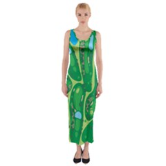 Golf Course Par Golf Course Green Fitted Maxi Dress by Cowasu