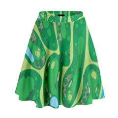 Golf Course Par Golf Course Green High Waist Skirt by Cowasu