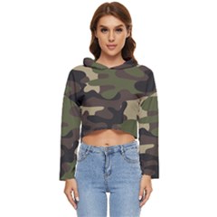 Texture Military Camouflage Repeats Seamless Army Green Hunting Women s Lightweight Cropped Hoodie by Cowasu