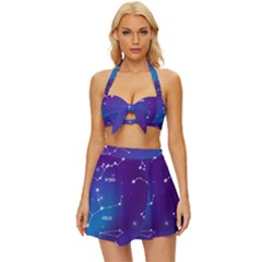 Realistic Night Sky With Constellations Vintage Style Bikini Top And Skirt Set  by Cowasu