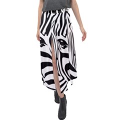 Animal Cute Pattern Art Zebra Velour Split Maxi Skirt