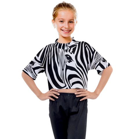 Animal Cute Pattern Art Zebra Kids Mock Neck Tee by Amaryn4rt