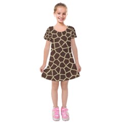 Giraffe Animal Print Skin Fur Kids  Short Sleeve Velvet Dress by Amaryn4rt