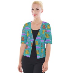 Meow Cat Pattern Cropped Button Cardigan by Amaryn4rt