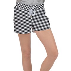 Black And White Checkerboard Background Board Checker Women s Velour Lounge Shorts by Amaryn4rt