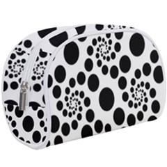 Dot Dots Round Black And White Make Up Case (large) by Amaryn4rt