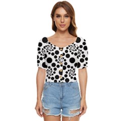 Dot Dots Round Black And White Button Up Blouse