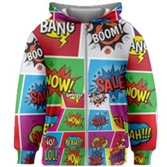 Pop Art Comic Vector Speech Cartoon Bubbles Popart Style With Humor Text Boom Bang Bubbling Expressi Kids  Zipper Hoodie Without Drawstring by Amaryn4rt