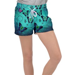 Texture Butterflies Background Women s Velour Lounge Shorts by Amaryn4rt