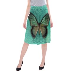 Butterfly Background Vintage Old Grunge Midi Beach Skirt by Amaryn4rt