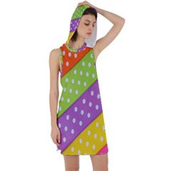 Colorful Easter Ribbon Background Racer Back Hoodie Dress by Simbadda