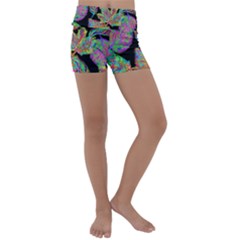 Autumn Pattern Dried Leaves Kids  Lightweight Velour Yoga Shorts