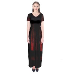 Scary Dark Forest Red And Black Short Sleeve Maxi Dress