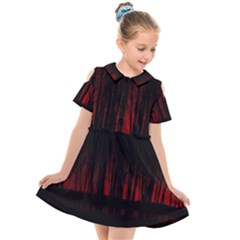 Scary Dark Forest Red And Black Kids  Short Sleeve Shirt Dress