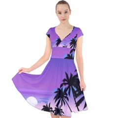 Scenery Landscape Nature Cap Sleeve Front Wrap Midi Dress