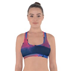 Dark Tree Sunset Landscape Art Cross Back Sports Bra by Ravend