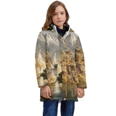 Natural Landscape Nature Vegetation Jungle Kids  Hooded Longline Puffer Jacket by Ravend