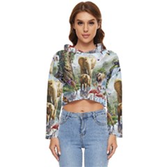 Beautiful Jungle Animals Women s Lightweight Cropped Hoodie