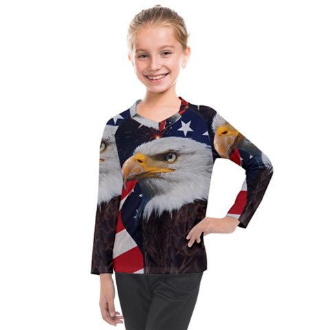 Fourth Of July Independence Day Usa American Pride Kids  Long Mesh Tee by Ravend