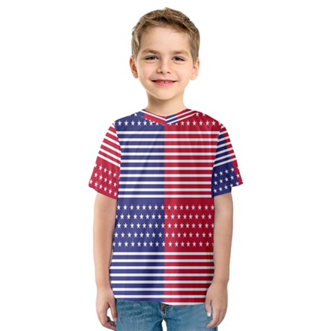 American Flag Patriot Red White Kids  Sport Mesh Tee by Celenk