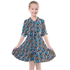 Peacock Pattern Close Up Plumage Kids  All Frills Chiffon Dress by Celenk