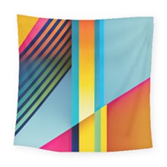 Colorful Rainbow Stripe Pattern Square Tapestry (large)