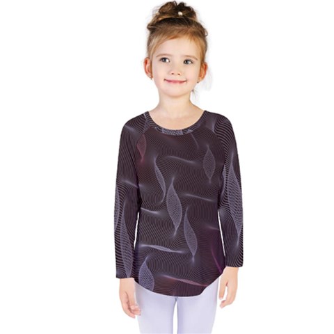 Curve Wave Line Texture Element Kids  Long Sleeve Tee by Vaneshop