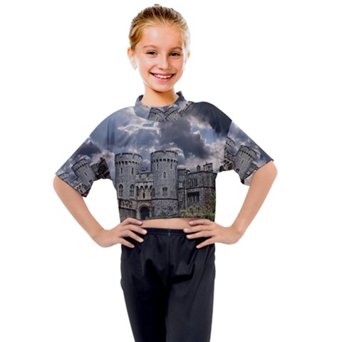 Abstract Wood Design Floor Texture Kids Mock Neck Tee by Celenk