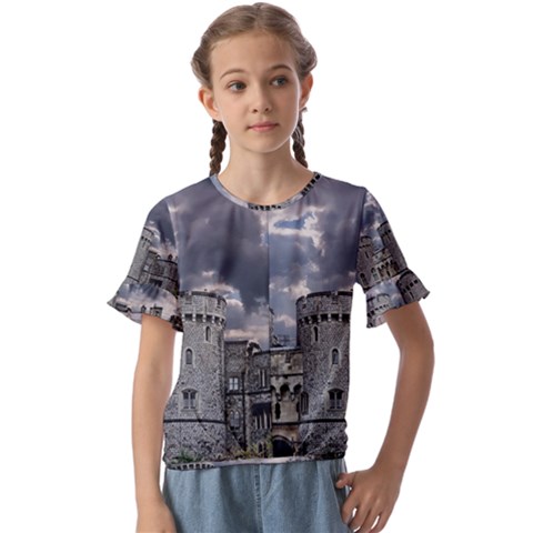 Abstract Wood Design Floor Texture Kids  Cuff Sleeve Scrunch Bottom Tee by Celenk