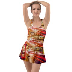 Telephone Box London Night Ruffle Top Dress Swimsuit