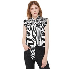 Animal Cute Pattern Art Zebra Frill Detail Shirt