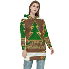 Art Deco Holiday Card Women s Long Oversized Pullover Hoodie by Amaryn4rt