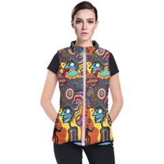 Hippie Rainbow Psychedelic Colorful Women s Puffer Vest