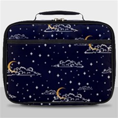 Hand-drawn-scratch-style-night-sky-with-moon-cloud-space-among-stars-seamless-pattern-vector-design- Full Print Lunch Bag by uniart180623