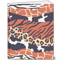 Mixed-animal-skin-print-safari-textures-mix-leopard-zebra-tiger-skins-patterns-luxury-animals-textur 8  X 10  Hardcover Notebook by uniart180623