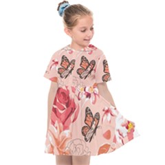 Beautiful-seamless-spring-pattern-with-roses-peony-orchid-succulents Kids  Sailor Dress