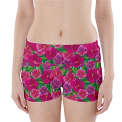 Background-cute-flowers-fuchsia-with-leaves Boyleg Bikini Wrap Bottoms by uniart180623