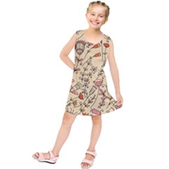 Seamless-pattern-with-different-flowers Kids  Tunic Dress