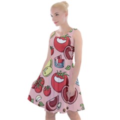 Tomato-seamless-pattern-juicy-tomatoes-food-sauce-ketchup-soup-paste-with-fresh-red-vegetables Knee Length Skater Dress