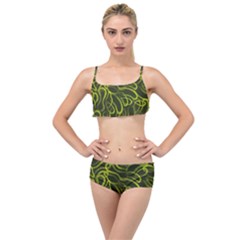 Green-abstract-stippled-repetitive-fashion-seamless-pattern Layered Top Bikini Set by uniart180623