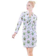 Cute-seamless-pattern-with-avocado-lovers Button Long Sleeve Dress by uniart180623