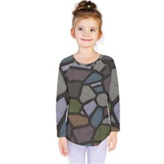 Cartoon-colored-stone-seamless-background-texture-pattern - Kids  Long Sleeve Tee